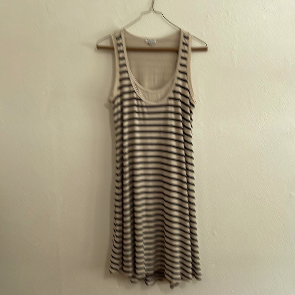 Splendid SZ S Striped Navy Beige  Cotton Tank Dress Casual Summer Beach Vacation